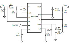 豪威集團推出12.6V 7A全集成同步升壓轉換器WD31089Q