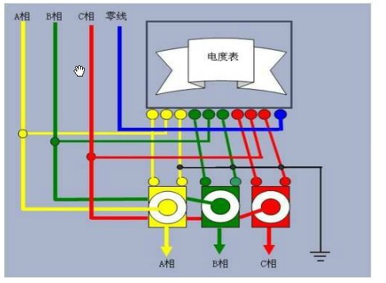 三相四线电度表接线图