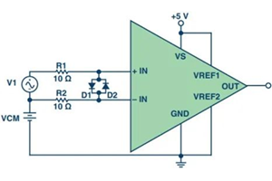 電流檢測放大器的差分過壓保護電路