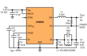 高功率單片式 Silent Switcher 2 穩(wěn)壓器 滿足 CISPR 25 Class 5 EMI 限制要求