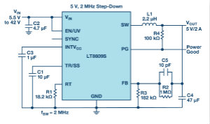 具 2.5 μA 靜態(tài)電流和超低 EMI 輻射的 42 V、2 A/3 A 峰值同步降壓型穩(wěn)壓器