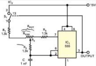 利用模擬開(kāi)關(guān)實(shí)現(xiàn)555自激振蕩器的脈沖轉(zhuǎn)換