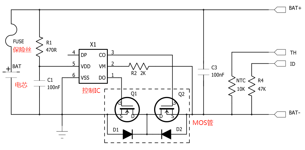 鋰電池保護電路的工作原理