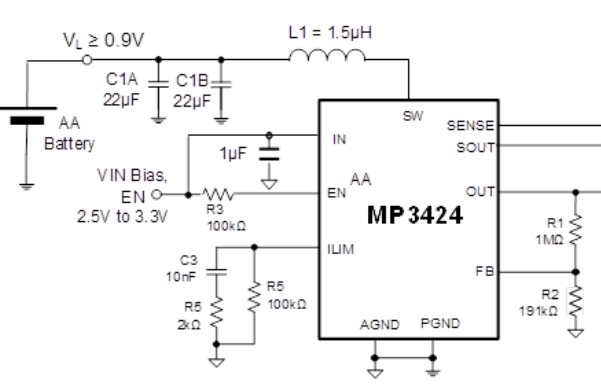 MP3424單節(jié)AA電池升壓解決方案