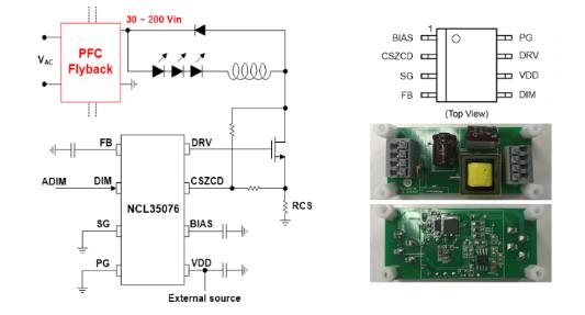 基于NCL35076或NCL30076的高能效、高精度、高可靠性的可調光LED照明降壓方案