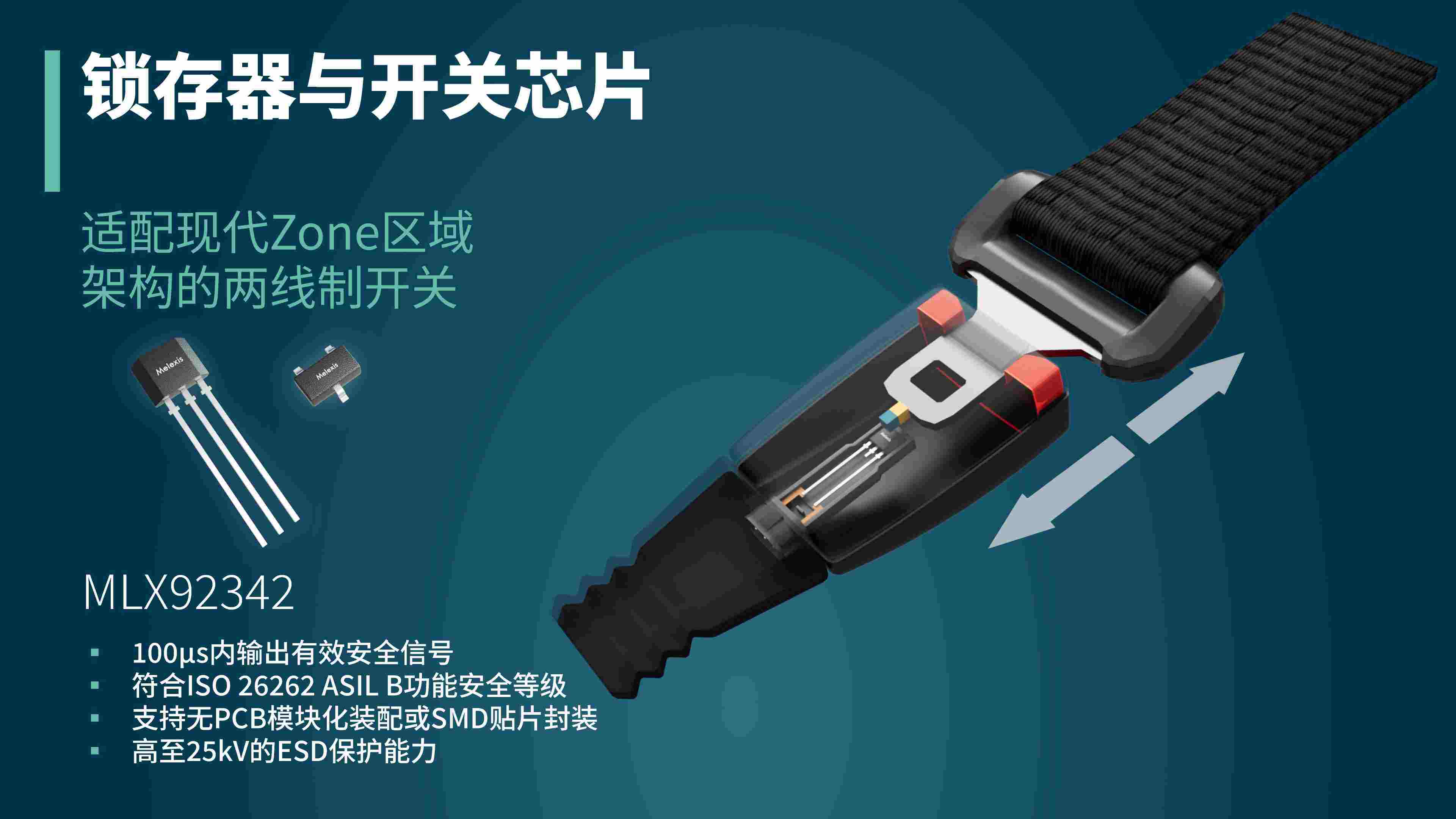 邁來芯 MLX92342 兩線無 PCB 霍爾開關發布，適配車載區域架構、安全帶扣安全檢測