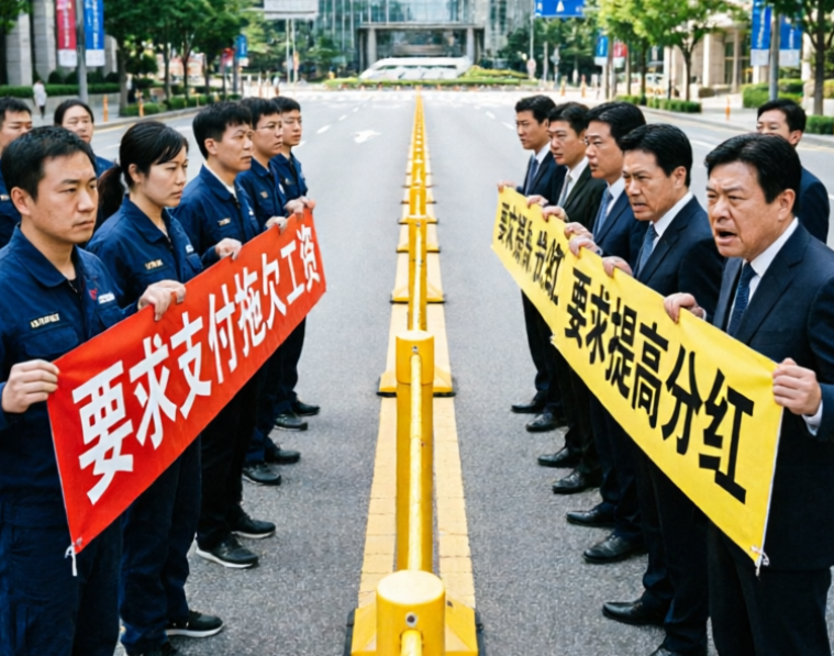 三星上演罕见对峙：工会集会讨薪，股东隔街抗议