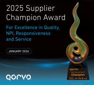 Qorvo榮獲建興儲存科技公司“供應(yīng)商冠軍獎(jiǎng)”