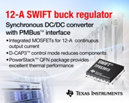 德州仪器推出支持 PMBus™ 接口的业界最小型 12A 同步降压转换器