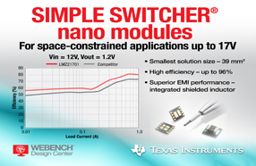 TI推出四款全新SIMPLE SWITCHER高效超小型电源模块