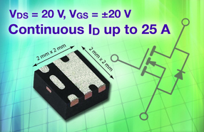 Vishay新款20V MOSFET可显著提高便携产品的功率密度和可靠性