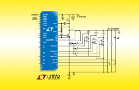 Linear 同步降压型LED驱动器提供高达40A LED电流  