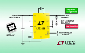 Linear高压双输出降压型充电泵提供更低功耗且无需电感器