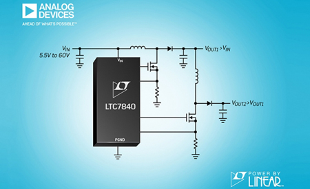 ADI推出 Power by Linear LTC7840升压控制器，可驱动沟道功率 MOSFET 