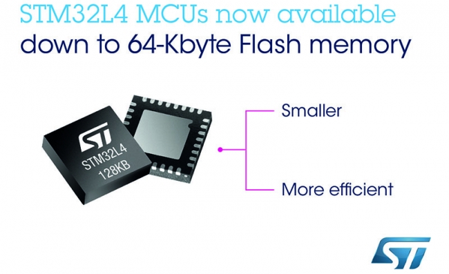 ST推出新型STM32L4微控制器，让智能设备更小巧，续航更持久