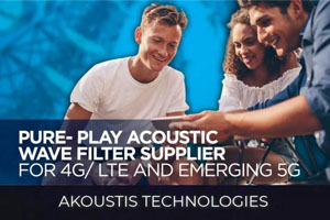Akoustis最新推出两款可用于4G LTE Band25的BAW射频滤波器