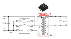适用于1W以下的DC-DC隔离SMD变压器——TTB0505-1T