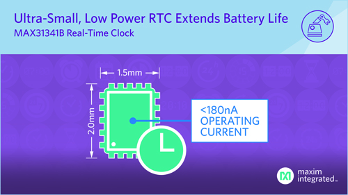 Maxim推出最新nanoPower实时时钟，提供行业最小封装和最长电池寿命