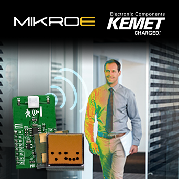 贸泽备货搭载KEMET 热释电红外传感器的Mikroe PIR Click board