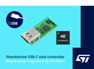 ST推出面向5V USB-C充电应用的独立的VBUS供电控制器