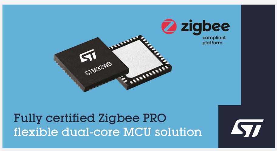 意法半导体 STM32WB 无线微控制器现可支持 Zigbee 3.0