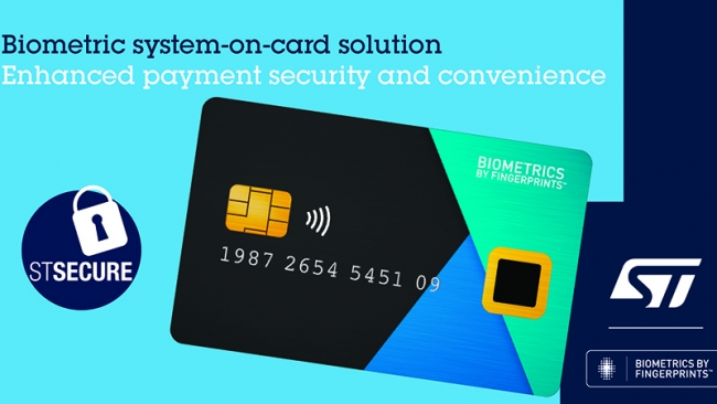 ST与Fingerprint Cards合作开发，推出先进的生物识别支付卡解决方案