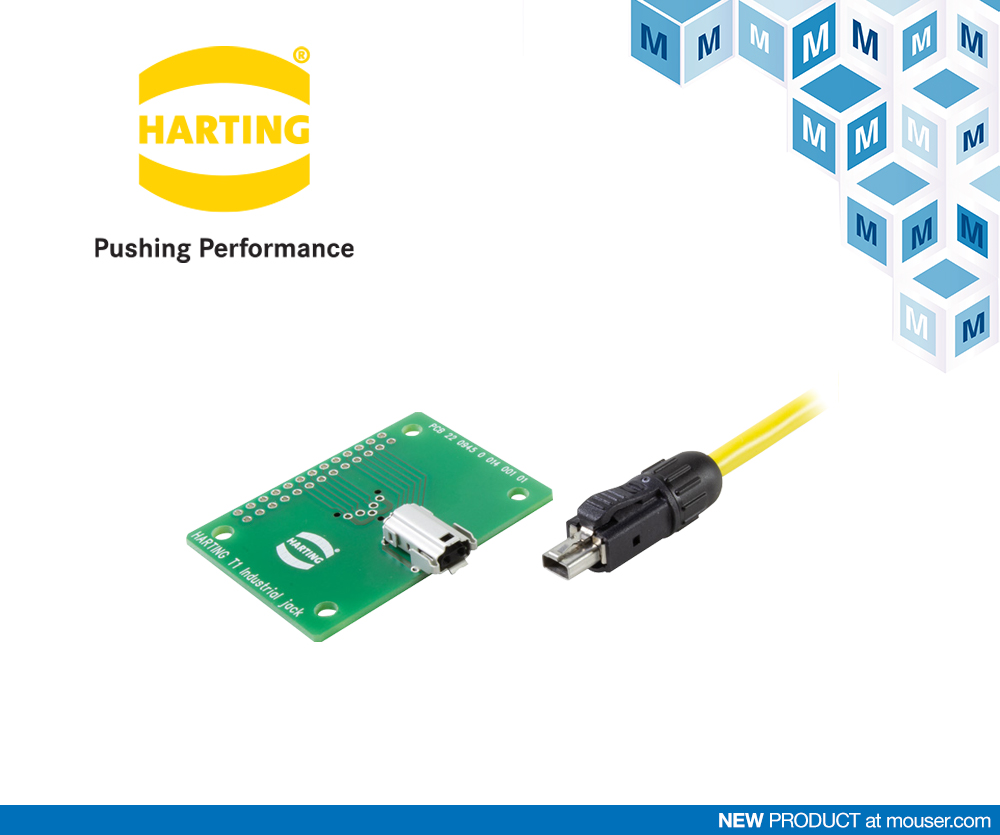 贸泽电子开售HARTING的T1 Industrial单对以太网产品