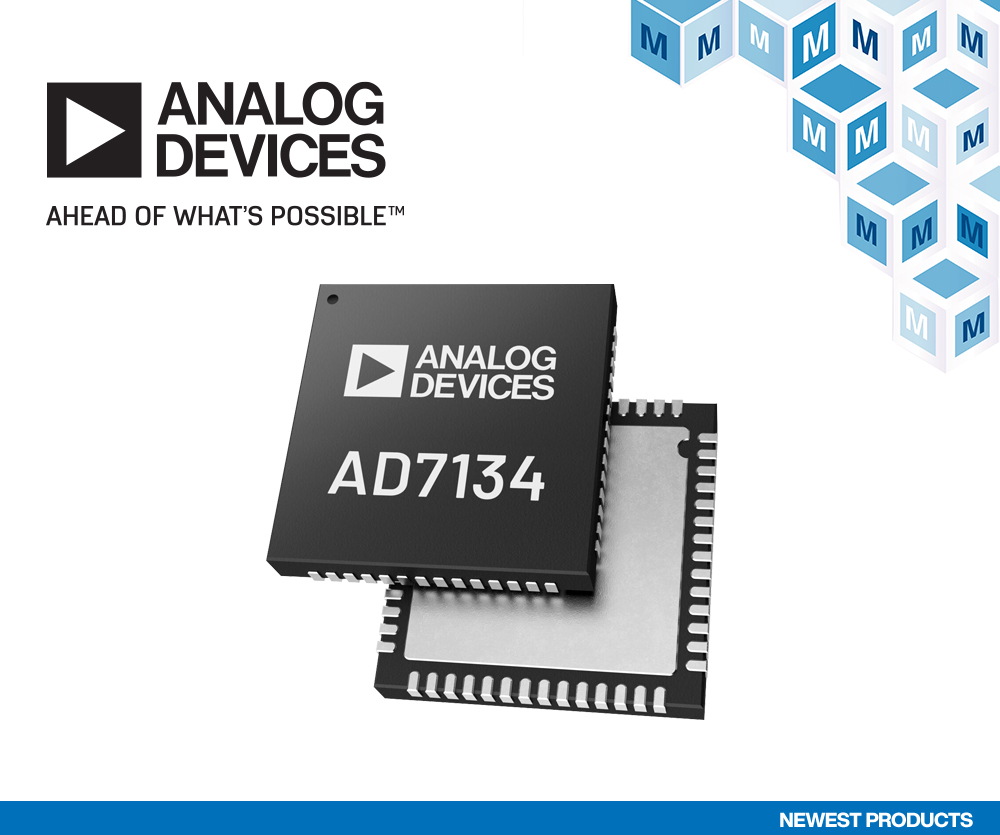 贸泽电子开售Analog Devices AD7134精密无混叠ADC