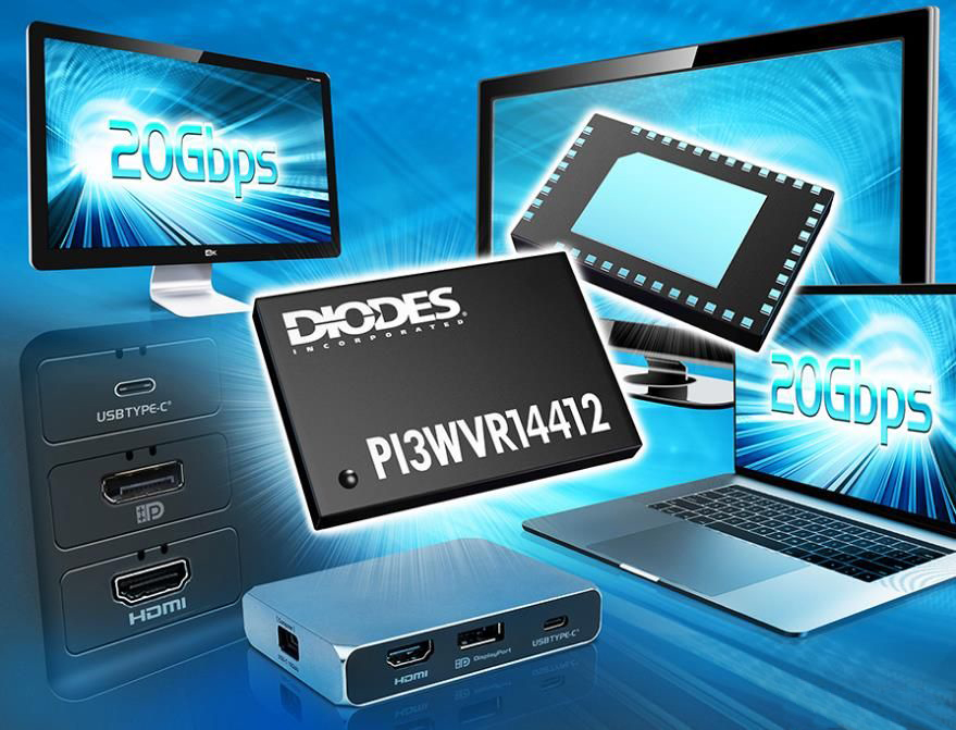Diodes推出20Gbps 多通道多任务器/解多任务器PI3WVR14412