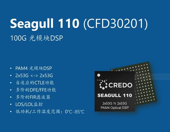 Credo推出Seagull 110和Seagull XR8两款PAM4 DSP芯片