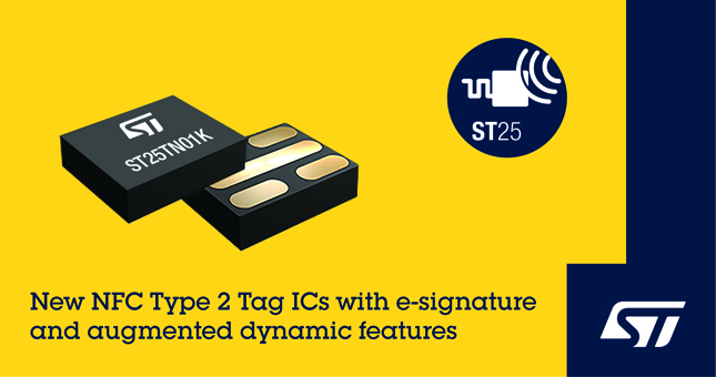 意法半导体推出NFC Type 2 标签 IC：增强了隐私保护及NDEF的新一代产品更具性价比