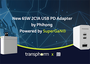 飞宏推出65W 2C1A USB PD适配器，采用Transphorm的氮化镓技术