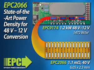 EPC新推最小型化的40V、1.1mΩ场效应晶体管，可实现最高功率密度