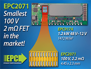 EPC推最小型化的100 V、2.2 m? 氮化镓场效应晶体管