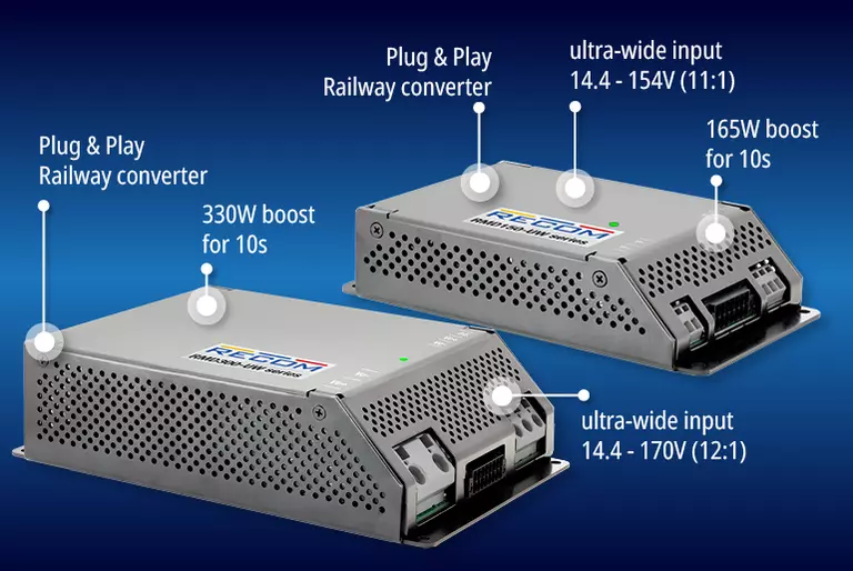RECOM推出轨交专用的超宽输入 150 W 和 300 W 一体化盒式DC/DC 电源