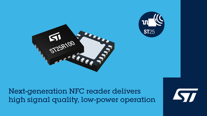 意法半导体NFC数据读取器芯片，为消费类和工控设备带来高性价比的嵌入式非接互动功能
