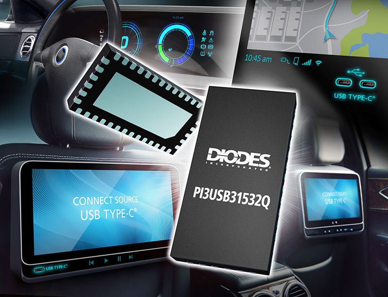 Diodes推出 10Gbps 符合汽车规格的交叉开关可简化车内 USB-C 连接功能