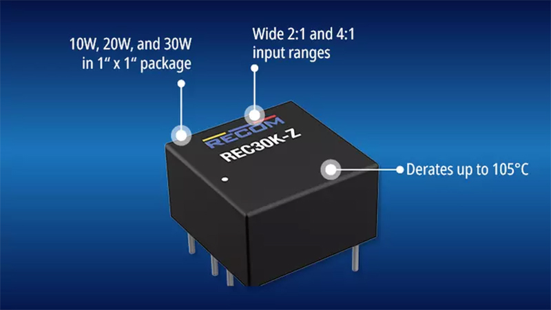 RECOM推出高性能 “K” 系列引脚式 DC/DC 转换器