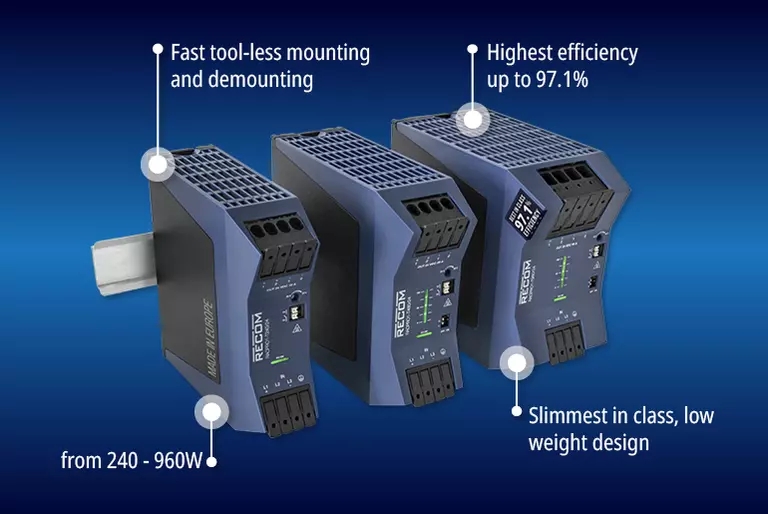 RECOM推出RACPRO1-T 系列，全新設(shè)計的DIN導軌電源