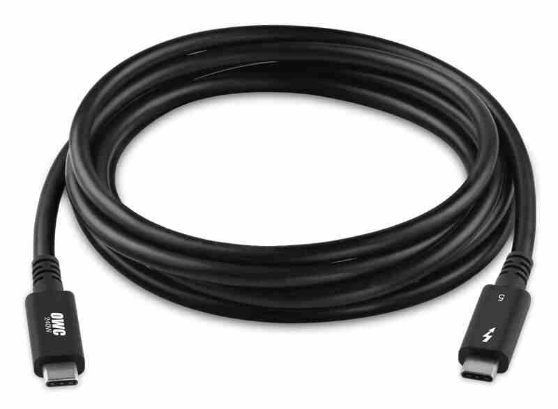 OWC 2公尺Thunderbolt 5傳輸線，80Gb/s傳輸+240W供電全覆蓋