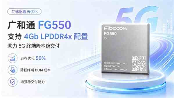 存儲降容重大突破：廣和通FG550攻關(guān)4Gb LPDDR4x成功，助力5G 終端成本和交付競爭力