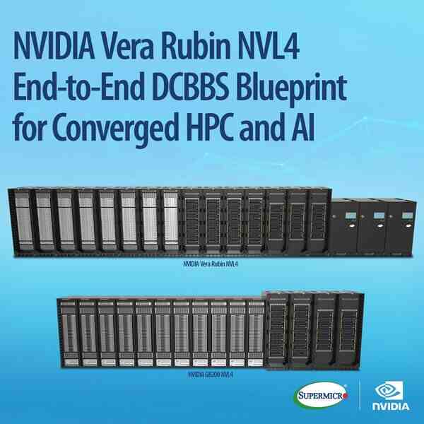Supermicro推出基于NVIDIA Vera Rubin NVL4的端到端DCBBS藍圖，提供原生FP64性能